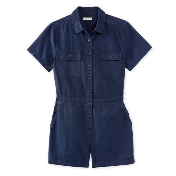 Outerknown Women’s Dark Navy S.E.A. Suit Breathable Linen Cotton Blend Shortall - Picture 9 of 12
